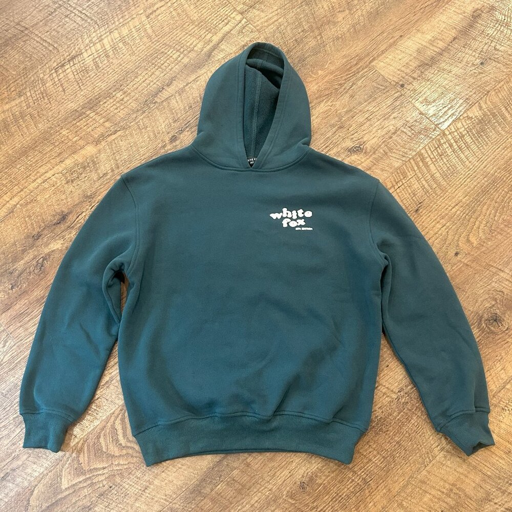 White Fox hooded sweatshirt, size XS/S, green